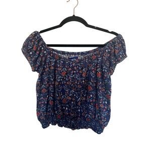 Aeropostale Floral Off-The-Shoulder Crop Top, S